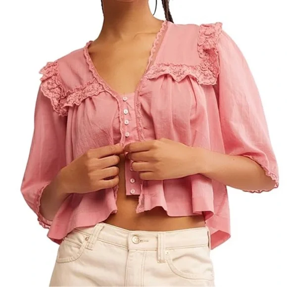 Free People Luna Top Pink NWOT - Picture 6 of 9